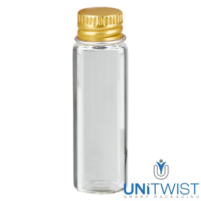 Bild 5ml Mini Glasflasche klar Met.-V. gold UNiTWIST